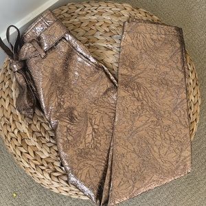 Sezane Susie Pants High Waisted Metallic Copper Bronze Trousers US 2